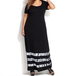 INC Short Sleeve Maxi Tie-dye Dress